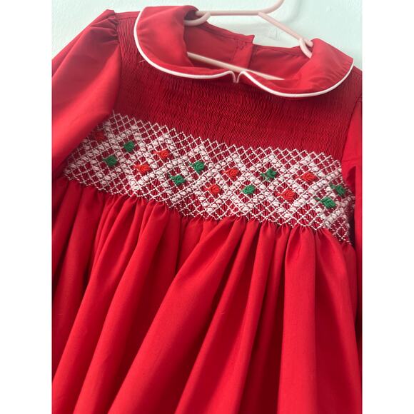 Addie Hadlie By Smocked A Lot 1 Samuel 1:27 Smocked Christmas Classic Dress Red - Picture 1 of 7
